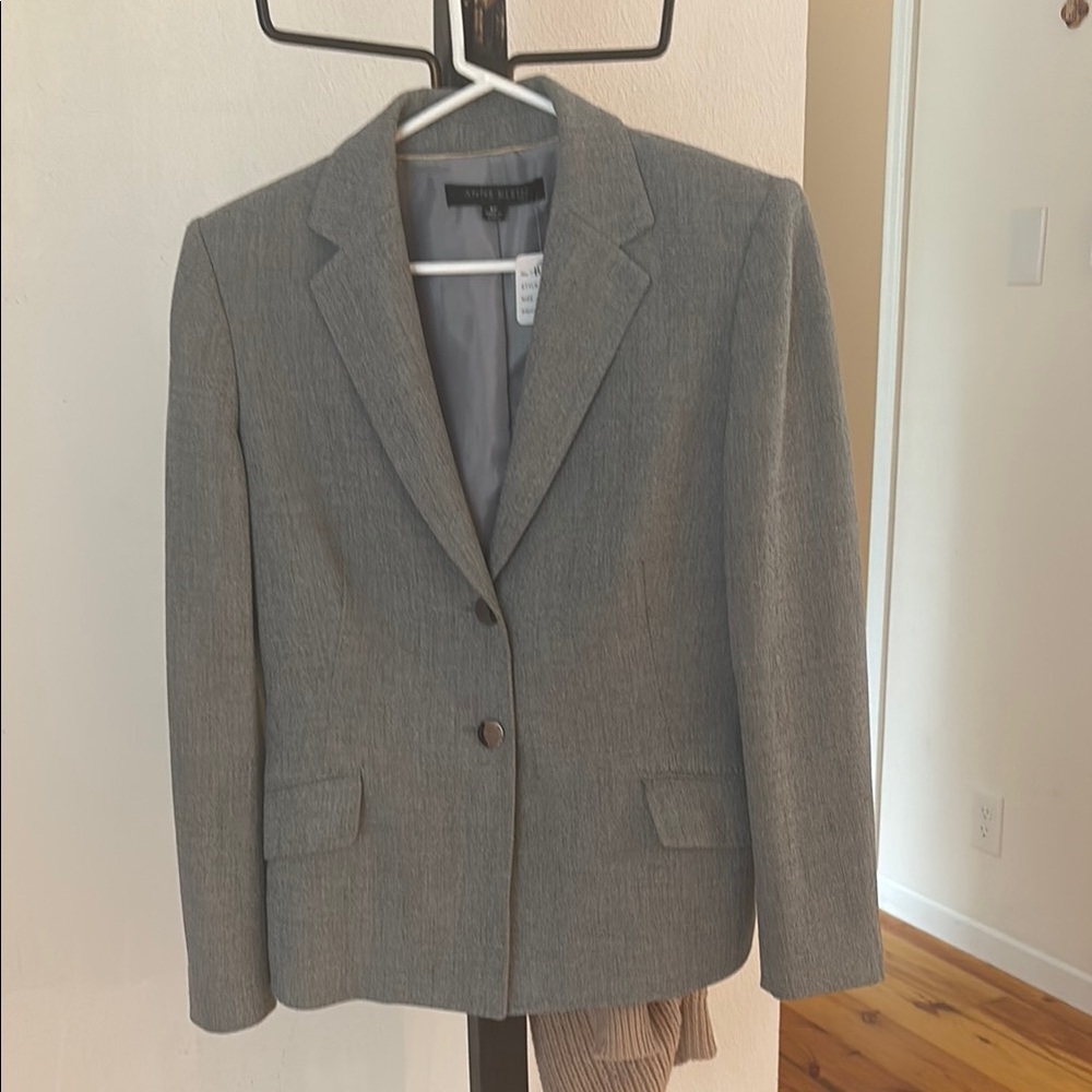 Gray Slim Fit Blazer with Notched Lapels